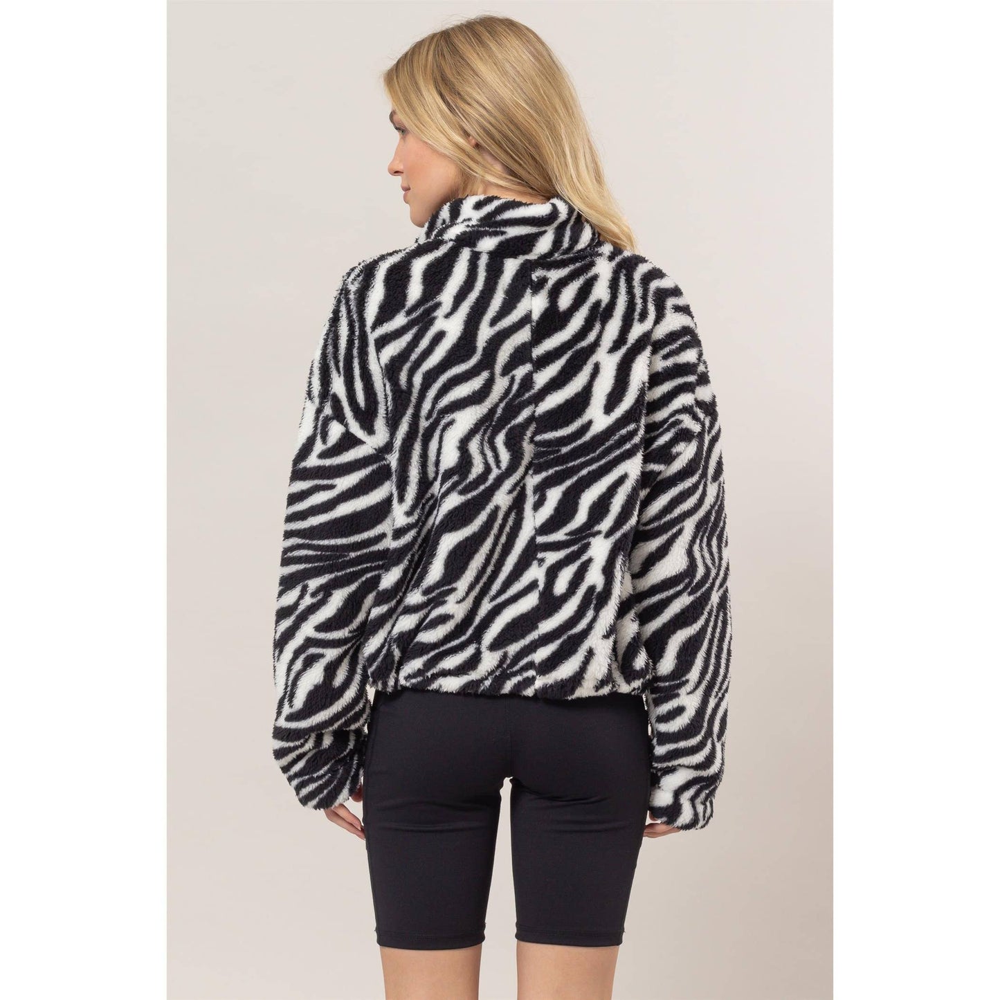 Animal Print Sherpa Half-Zip Pullover