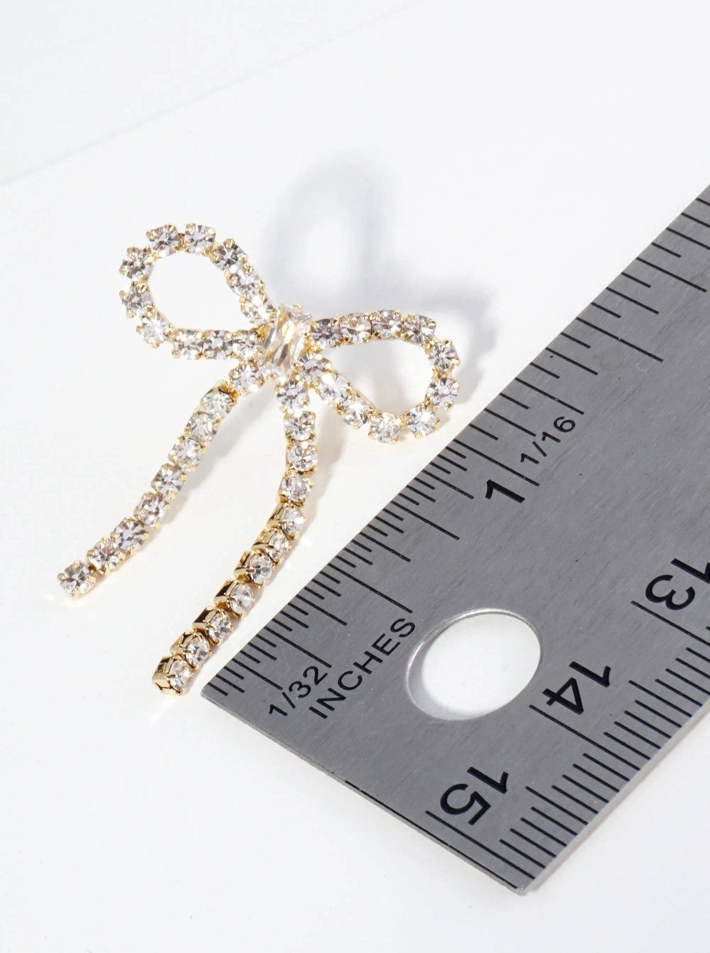 18K-Gold-Dipped Cubic-Zirconia Ribbon Bow Drop Post Earrings