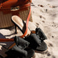 BEACH HOUSE - Raffia Bow Mules, Woven Finish, Stiletto Heel