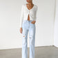 High Rise Straight Leg Denim Jeans-7106
