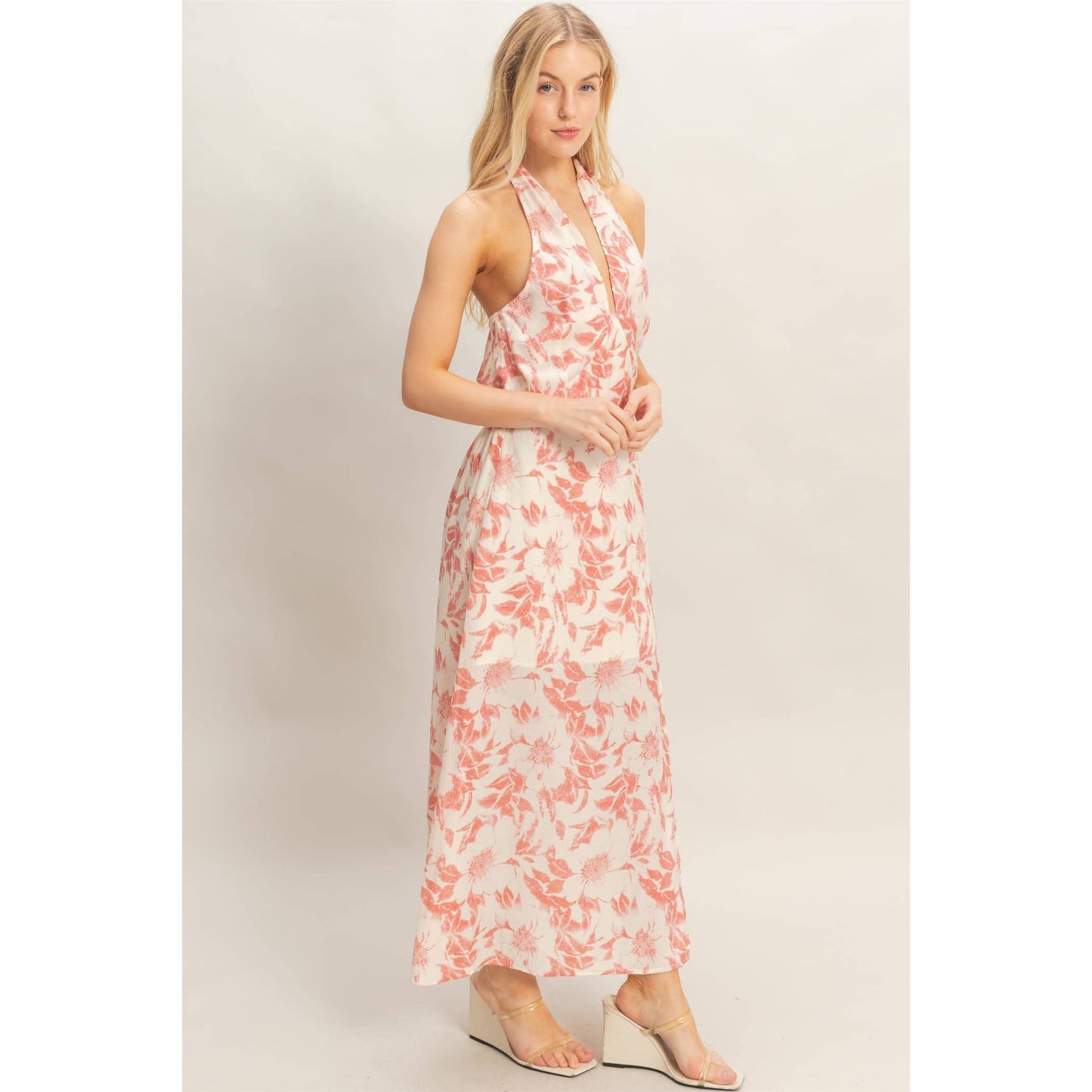 Floral Halter Neck Dress