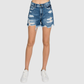 P400RH-MD SUPER HIGH RISE RIGID MOM SHORTS W/ FRAYED HEM