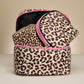 Leopard Print Cosmetic Pouch with Pink Zipper
