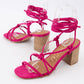 WEEKLACE UP ANKLE STRAP BLOCK HEEL SANDALS