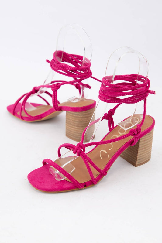 WEEKLACE UP ANKLE STRAP BLOCK HEEL SANDALS