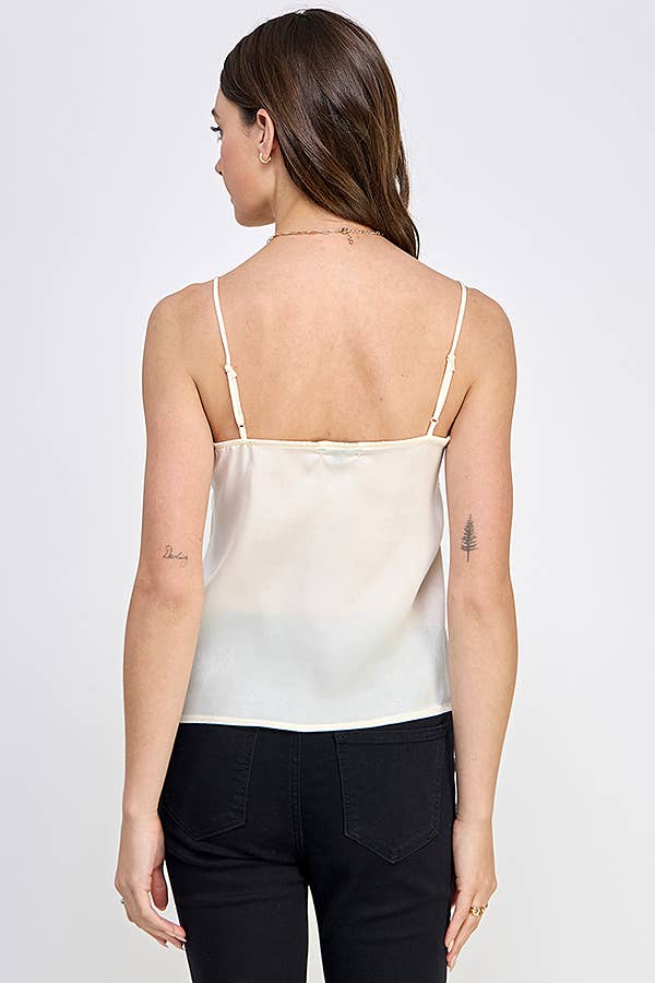 LACE DETAIL ADJUSTABLE SHOULDER STRAP WOVEN CAMI