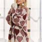 MOCK NECK HEART PRINT PULLOVER SWEATER