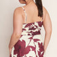 Plus Maroon Floral Mesh Midi Dress