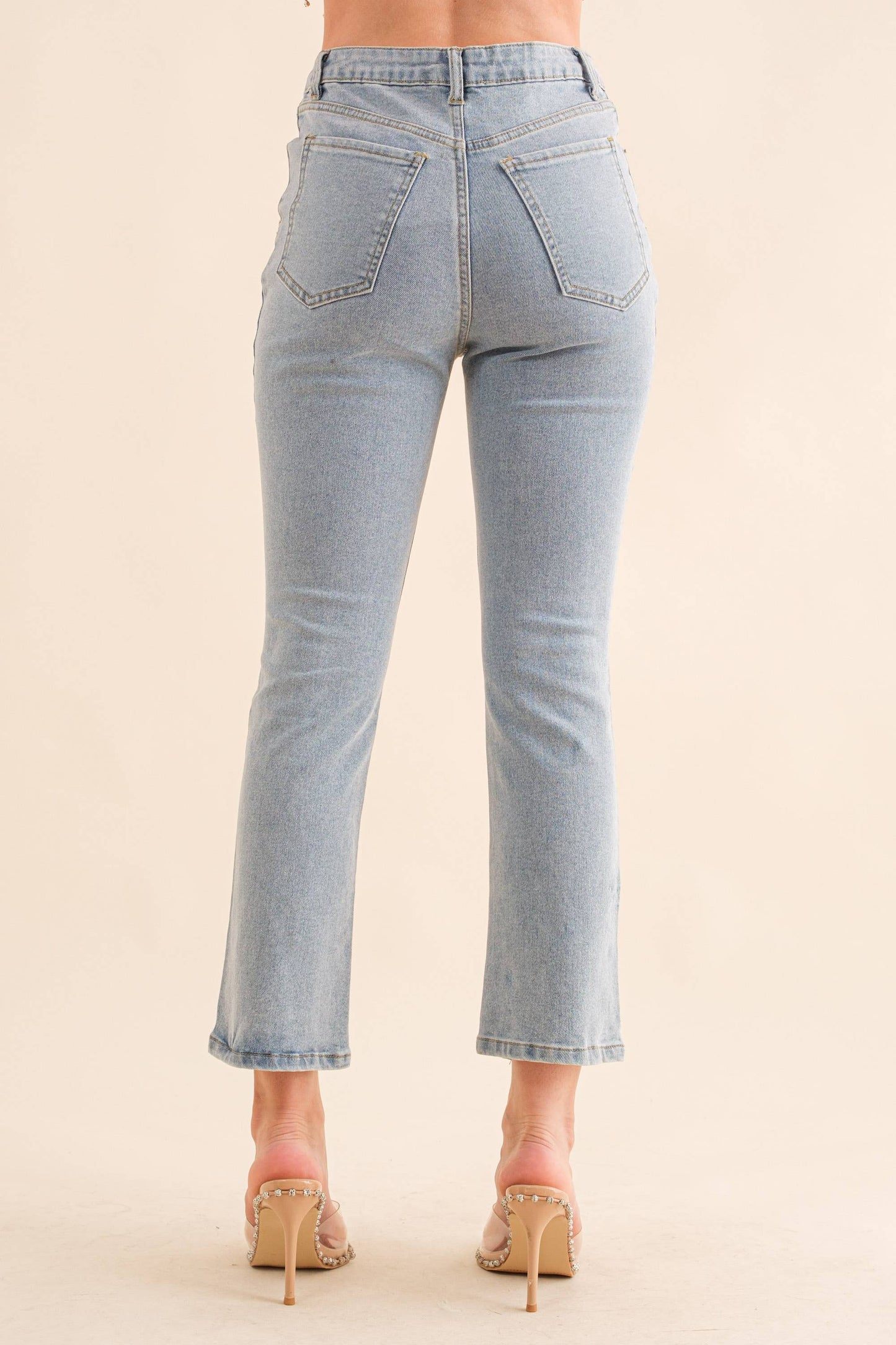 22418P - Studded Rhinestone Denim Jeans