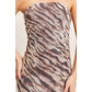 Strapless Printed Mesh Maxi Dress