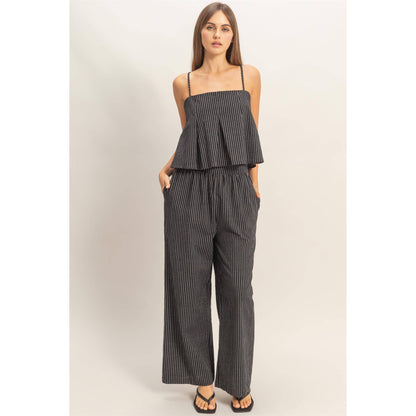 Spaghetti Strap Top And Wide-Leg Pants Set