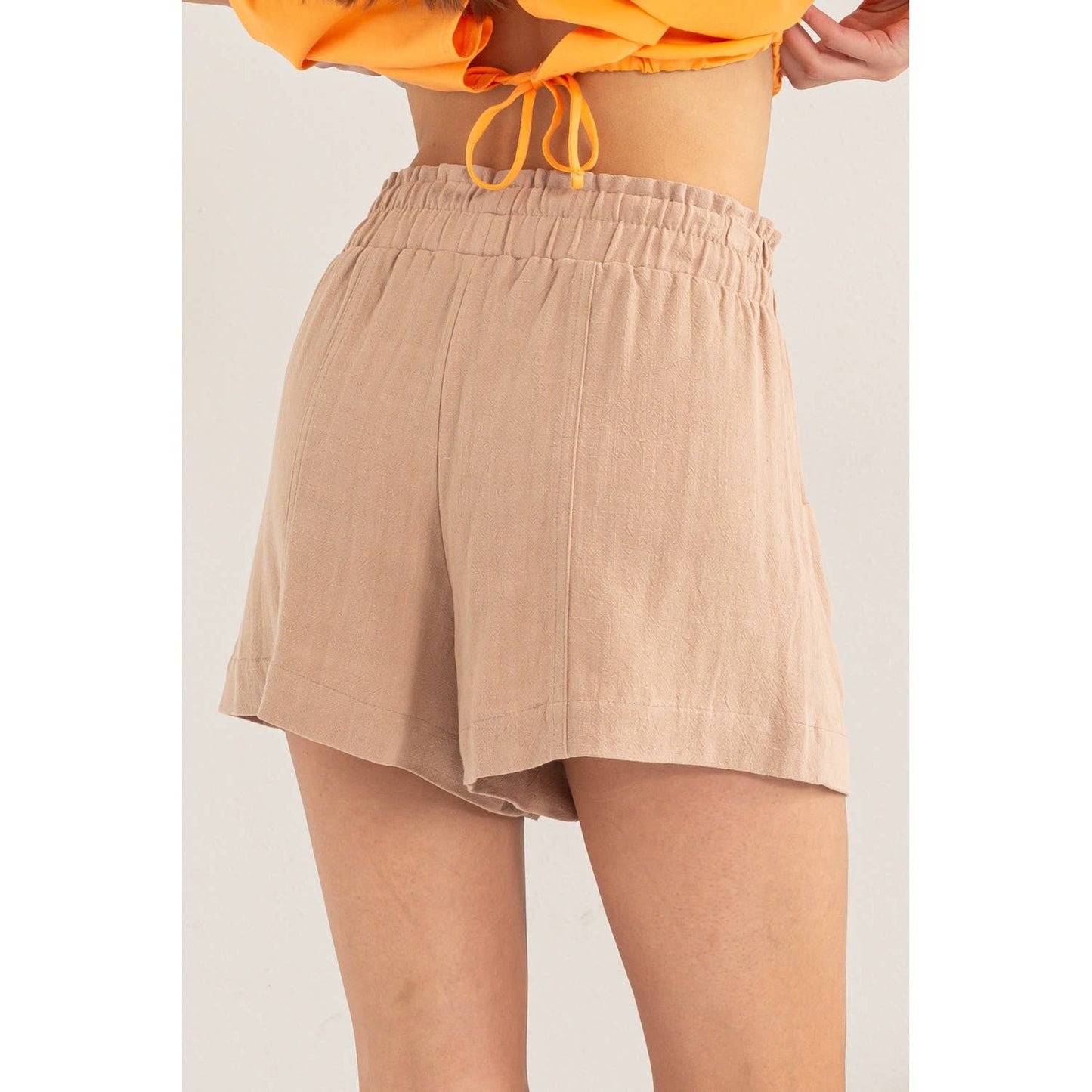 DZ24C377-D-ALL TIME FUN HIGH WAIST LINEN SHORTS
