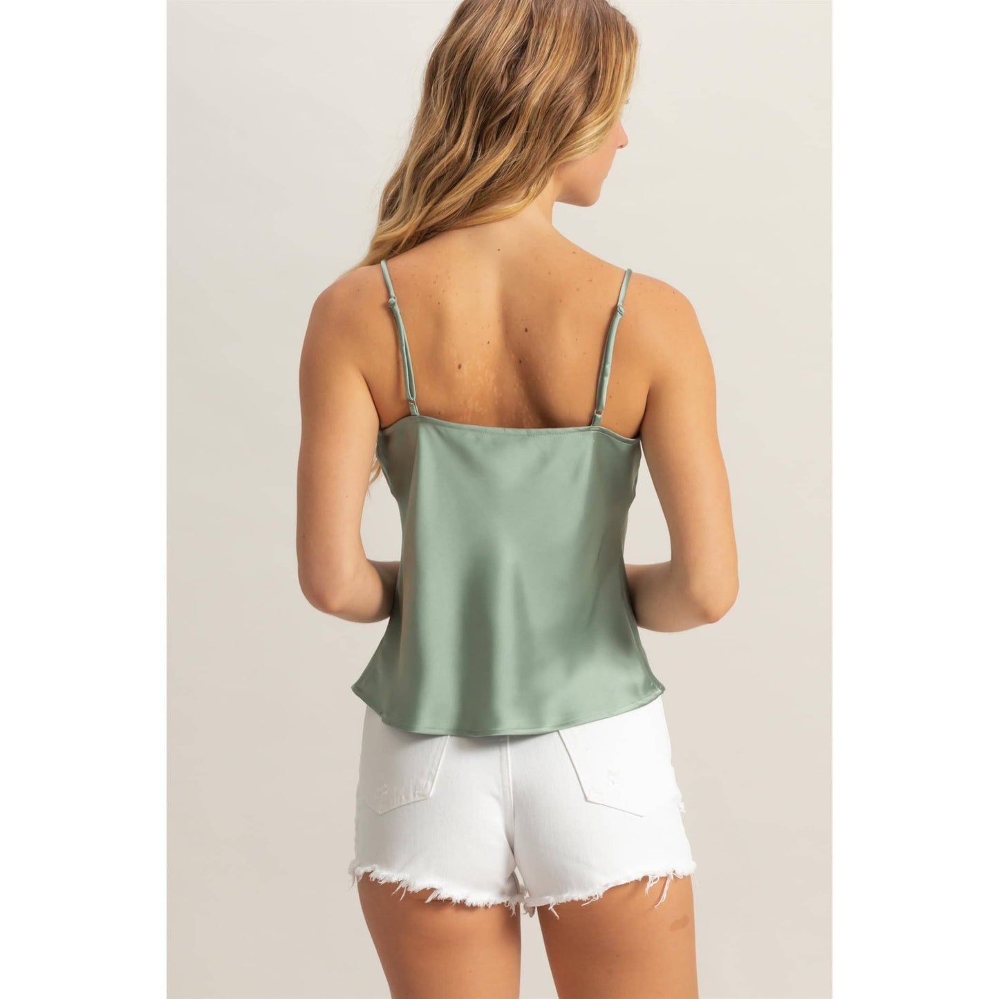 DZ25C247-Basic Satin Cami Cowl Neck Top