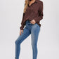 STUDDED EPAULETTE BUTTON UP SHIRT
