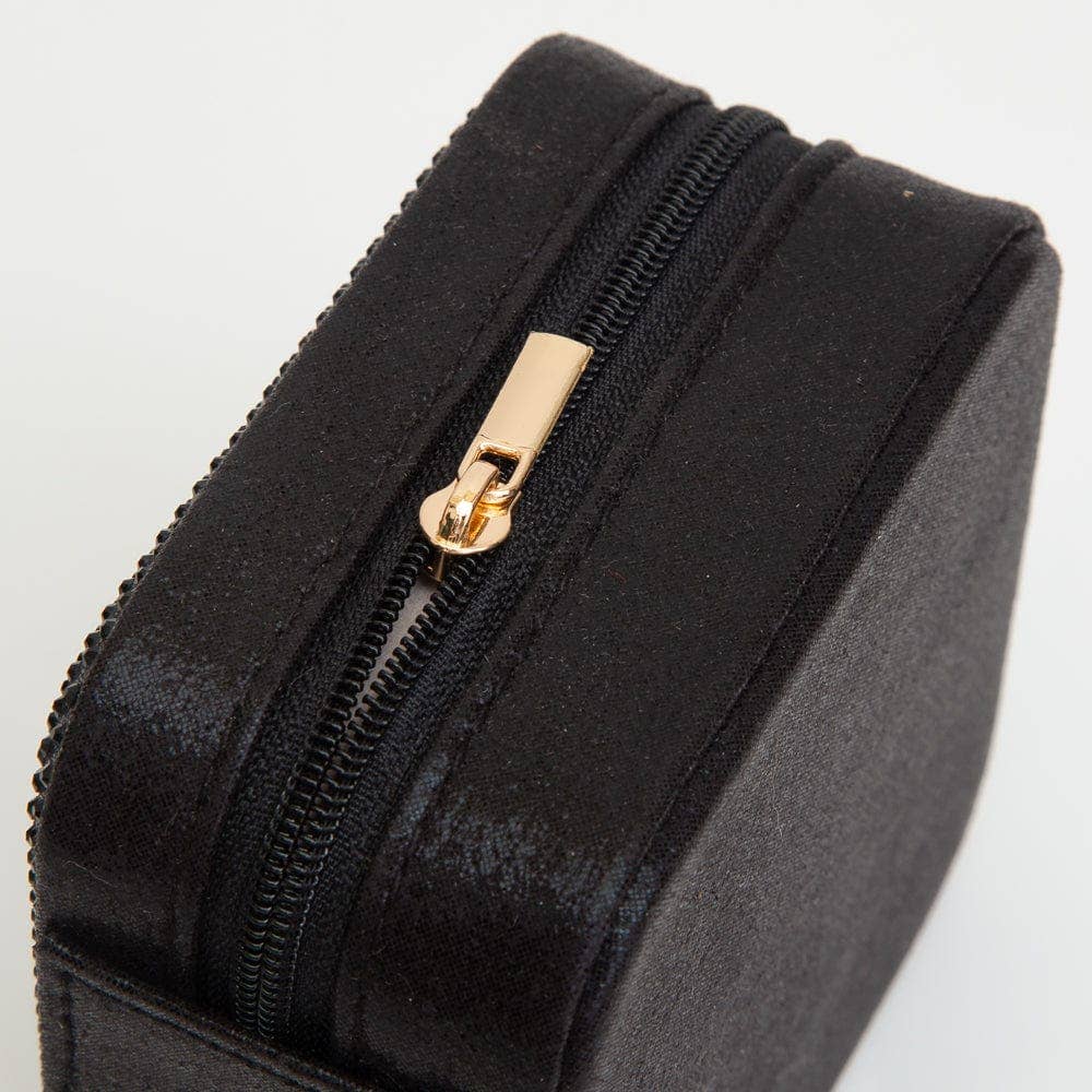 Rhinestone Zip Around Square Jewelry Box