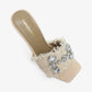 KIDMAN - Raffia Floral Heels, Rhinestone Embellishments