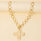 Hammered Flat Cross Pendant Toggle Chain Necklace