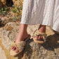 MAYLEEN - Raffia Beaded Slide Sandals, Mediterranean Style