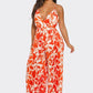 BCCJ71690  Suspender Print Pleated Jumpsuit