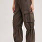 HIGH-RISE DRAWSTRING CARGO WIDE LEG PANTS