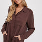 STUDDED EPAULETTE BUTTON UP SHIRT