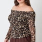 Sasha Plus Size Leopard Print Off-the-Shoulder Blouse