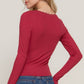 Long Sleeve Scoop Neck with Lace Trim Rib Knit Top