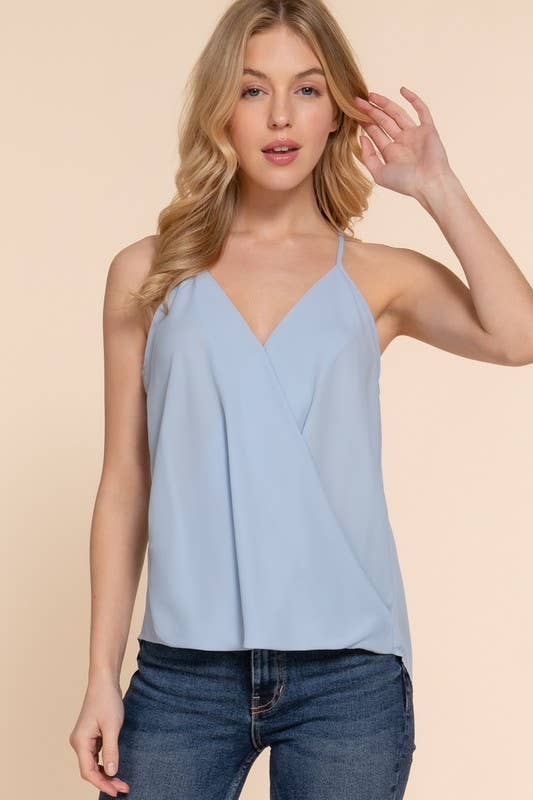 V-neck Surplice Woven Cami Top