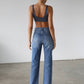 High Rise Straight Leg Denim Jeans - Dark- 7106