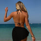 3PCS Solid Color Lace Backless Swimwear