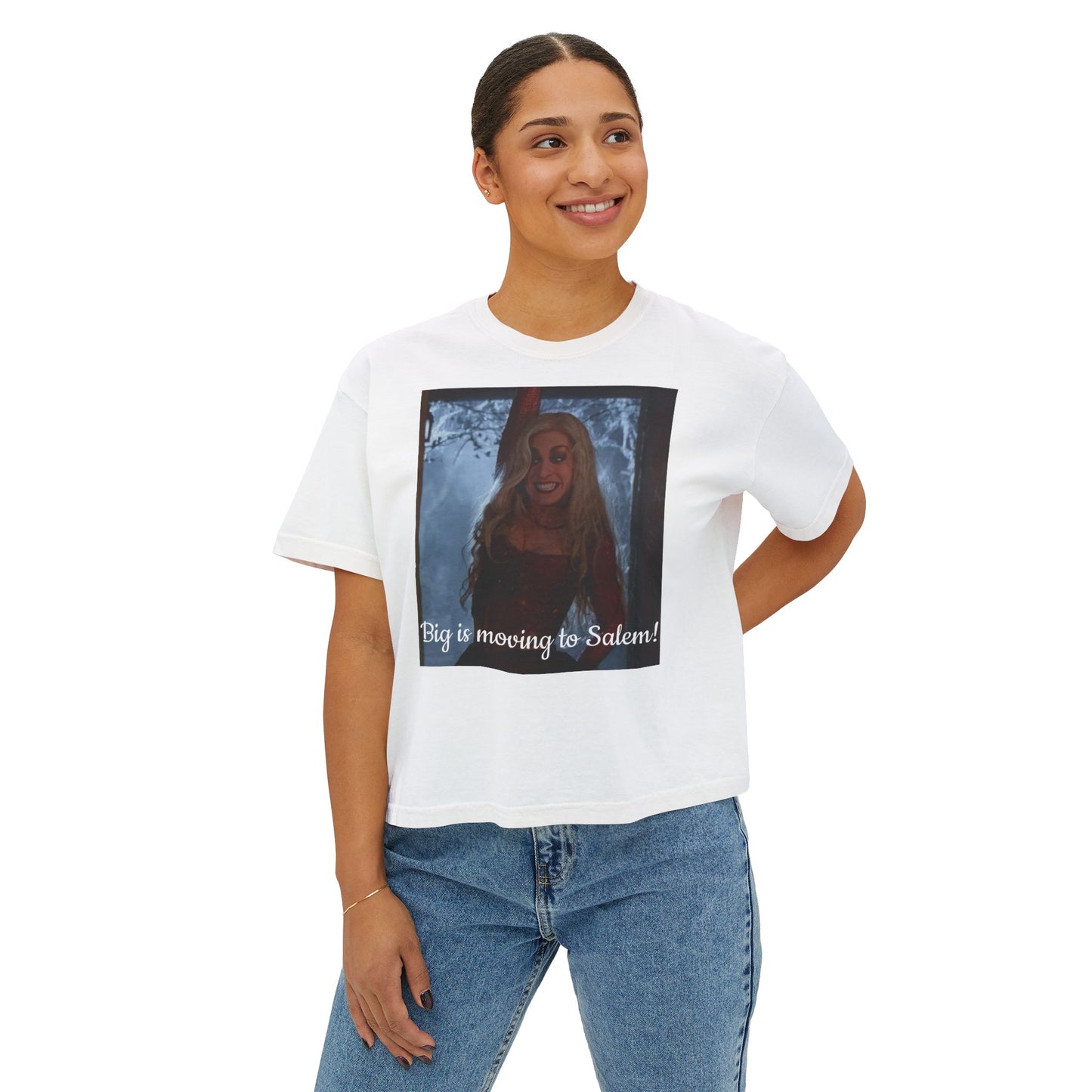 Salem Inspired Women's Boxy Tee, Big is Moving to Salem Shirt, Casual Graphic Tee, Halloween Apparel, Witchy Gifts, Fall Fashion