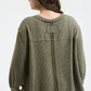 PLUS V NECK ASYMMETRICAL HEM LONG SLEEVE KNIT TOP