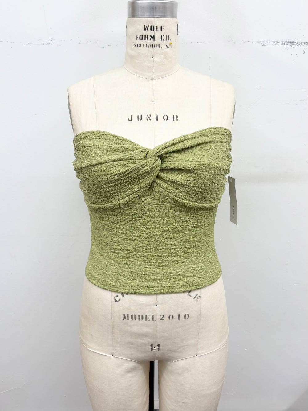 Smocked Twist Front Bandeau Top