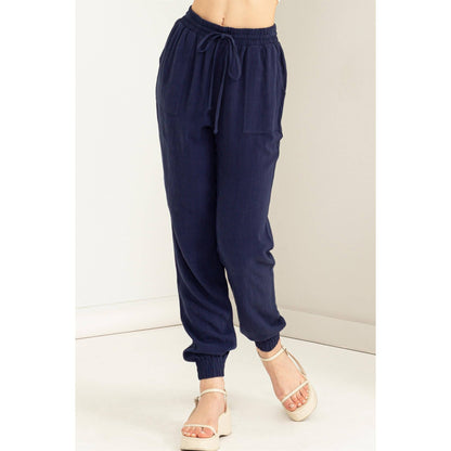 DZ23A546-Linen Drawstring Jogger Pants