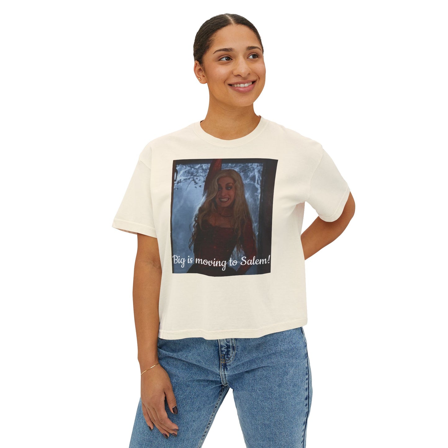 Salem Inspired Women's Boxy Tee, Big is Moving to Salem Shirt, Casual Graphic Tee, Halloween Apparel, Witchy Gifts, Fall Fashion