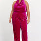 Plus Size Velvet Cowl Neck Jumpsuit
