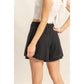 HF25A652-Linen Mid-Rise Flared Shorts