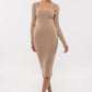 SCALLOP HEM RIB KNIT BODYCON DRESS