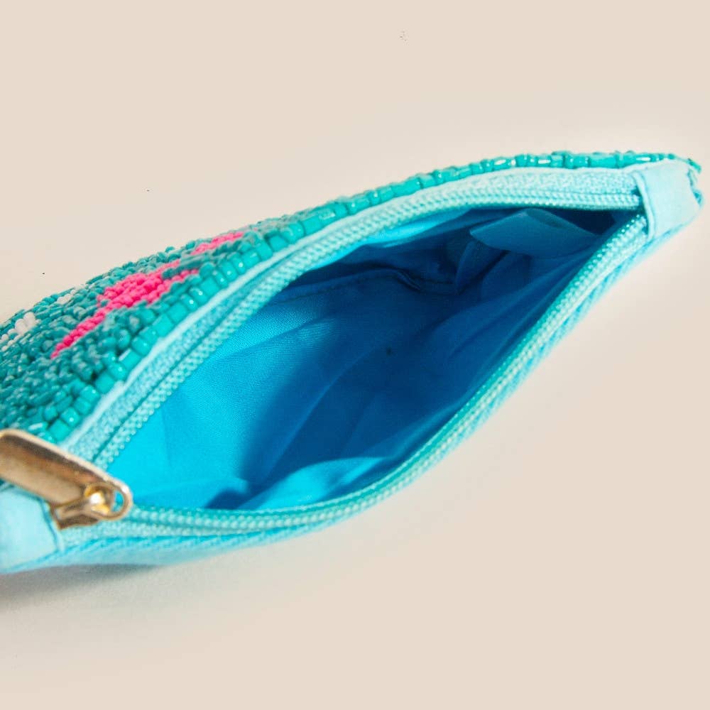 Out Of Here Airplane Beaded Coin Purse