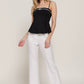 Straight Neckline with Lace Bow Ponte Cami Top
