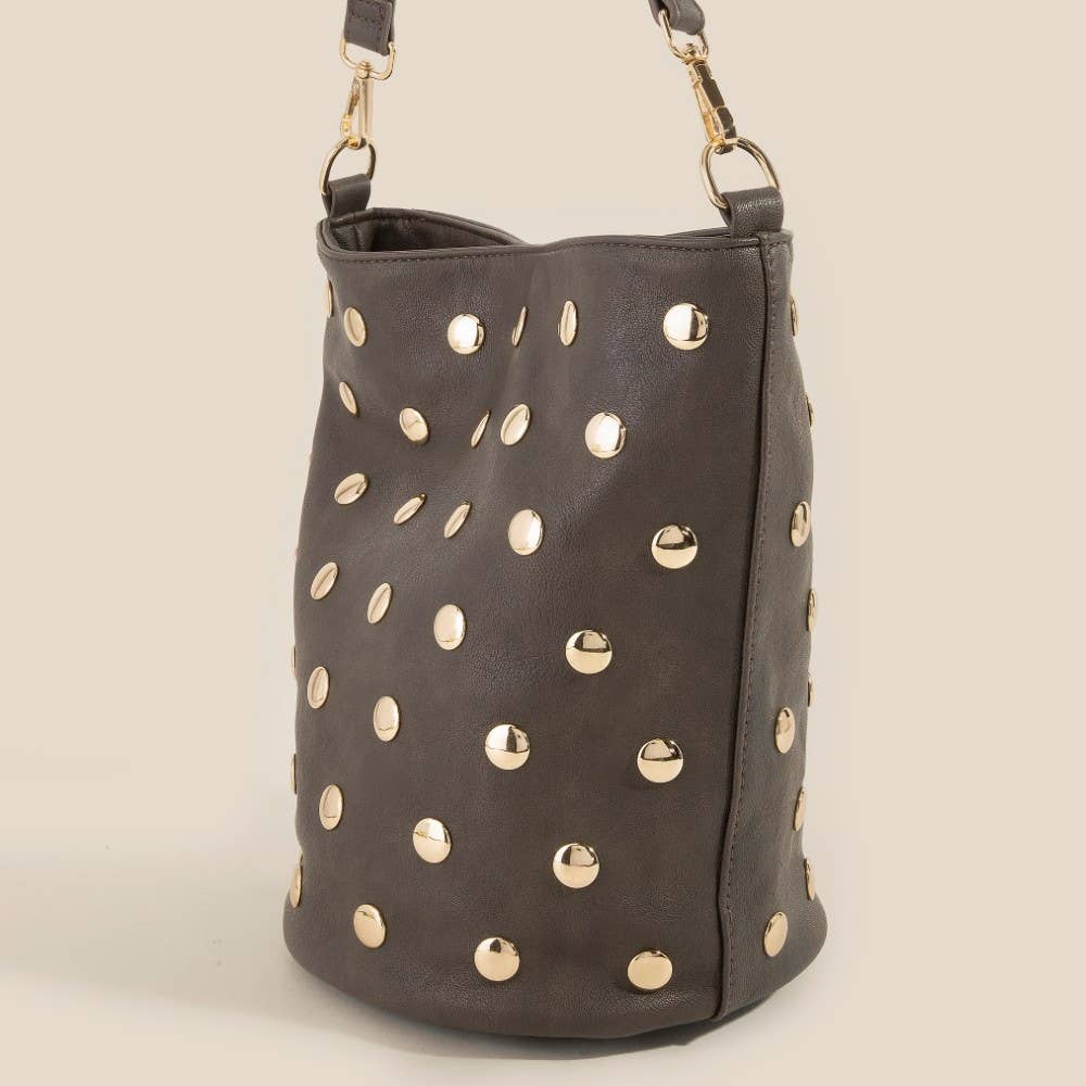 Studded Leather Bucket Bag
