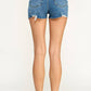 STRETCH HIGH RISE RIPPED FREY HEM DENIM SHORTS