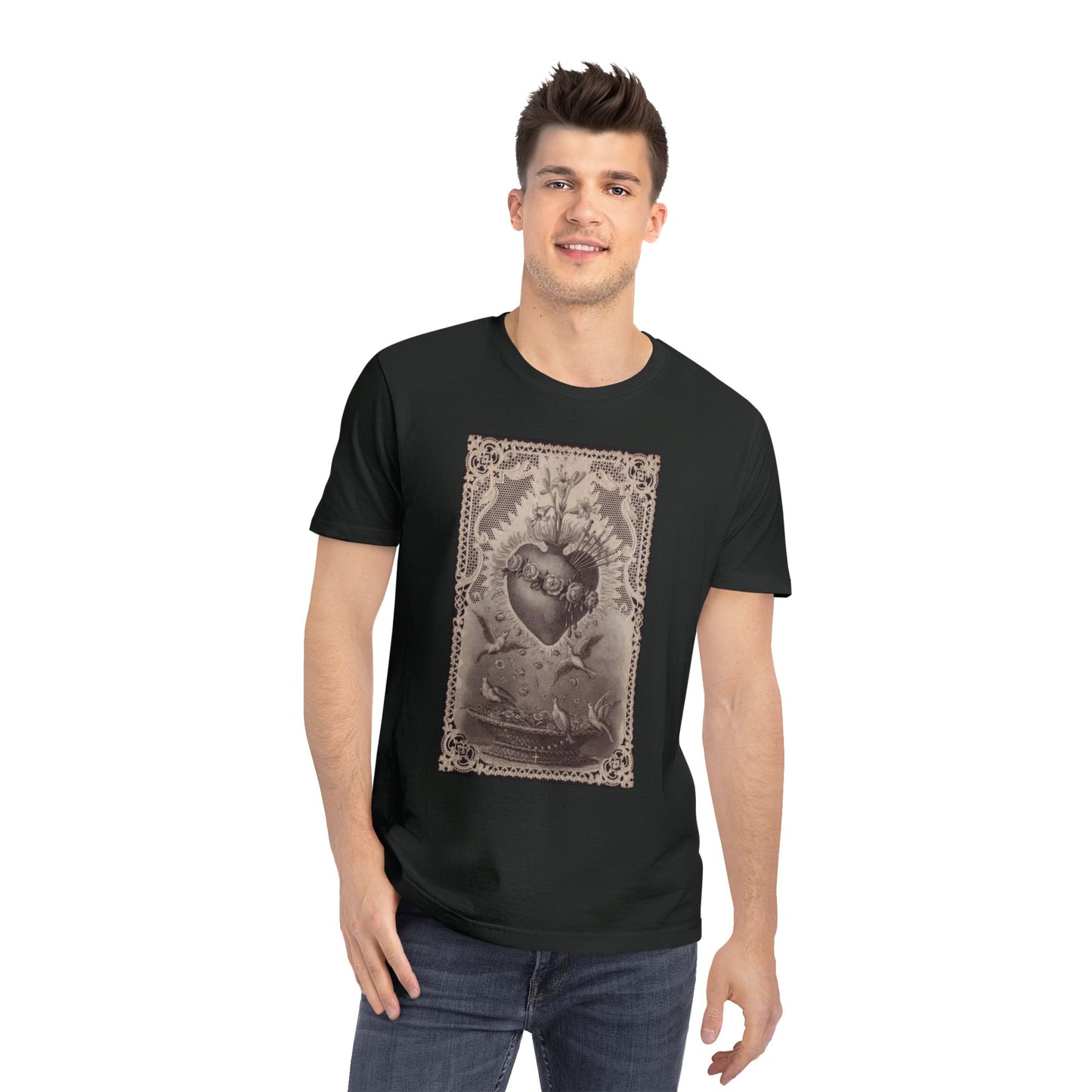 Vintage Sacred Heart Tee — Gothic Heart Graphic T-Shirt