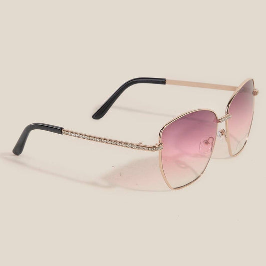 Rhinestone Accent Aviator Sunglasses Set