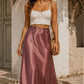 Satin midi flare skirt