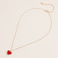 Gold Heart Pendant Necklace with Enamel and Crystal Charm
