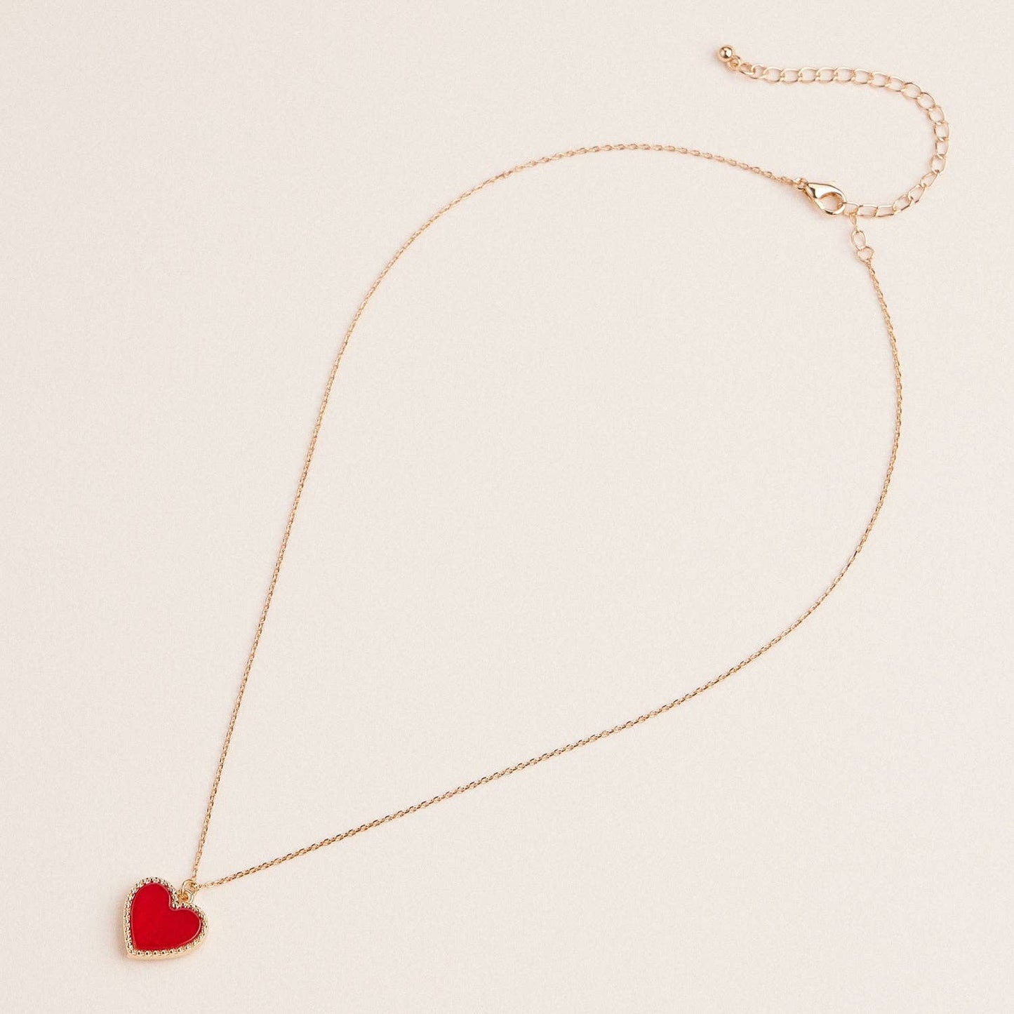Gold Heart Pendant Necklace with Enamel and Crystal Charm