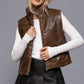 Wash Effect Faux Leather Vest