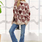 MOCK NECK HEART PRINT PULLOVER SWEATER