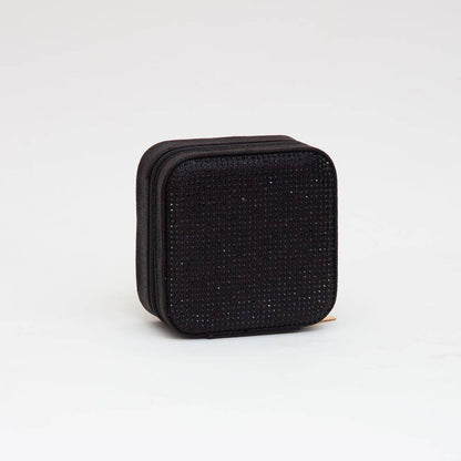 Rhinestone Zip Around Square Jewelry Box